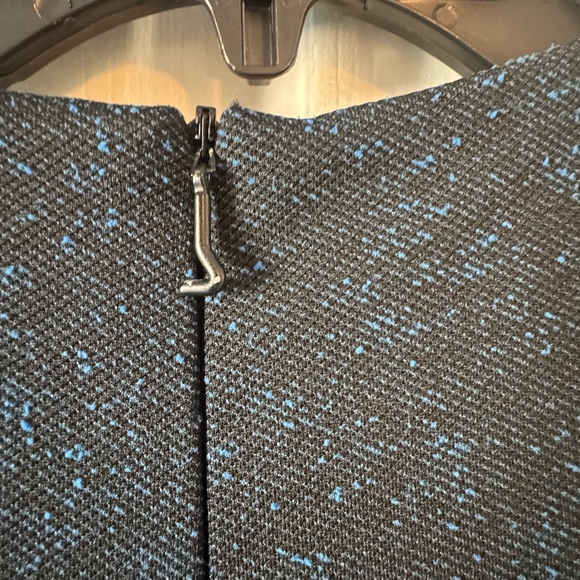 TIBI Blue and Black Heather “Eclipse” Holiday Festive Pique Ruched Dress - Picture 9 of 11